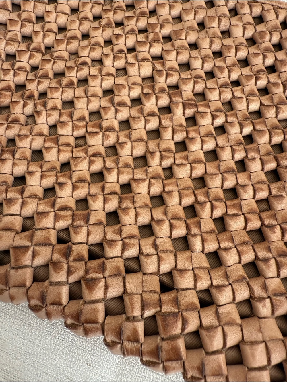 Woven Leather Crossbody Bag in Light Brown - Picture 2 of 7